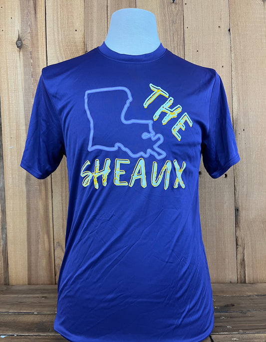 THE SHEAUX LOGO PERFORMANCE TEE-PURPLE